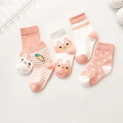 5 Pairs/Lot Kids Soft Cotton Socks Boy Girl Baby Infant Fashion Stripe Warm For Autumn Winter 0-8 Years Children Cartoon Socks