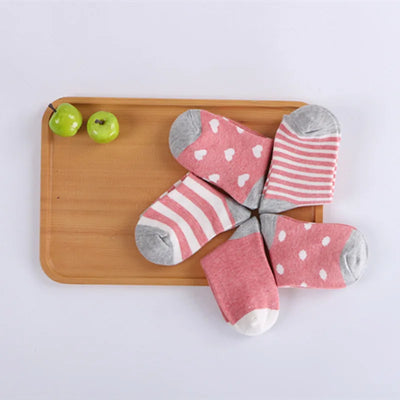 5 Pairs/Lot Kids Soft Cotton Socks Boy Girl Baby Infant Fashion Stripe Warm For Autumn Winter 0-8 Years Children Cartoon Socks