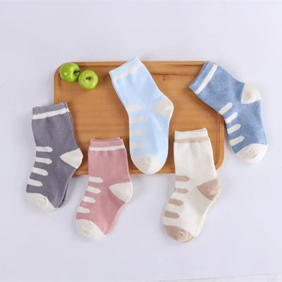 5 Pairs/Lot Kids Soft Cotton Socks Boy Girl Baby Infant Fashion Stripe Warm For Autumn Winter 0-8 Years Children Cartoon Socks