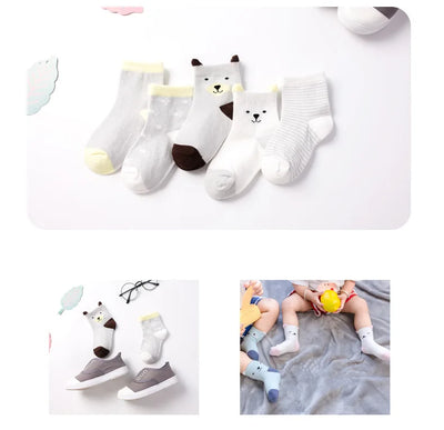 5 Pairs/Lot Kids Soft Cotton Socks Boy Girl Baby Infant Fashion Stripe Warm For Autumn Winter 0-8 Years Children Cartoon Socks