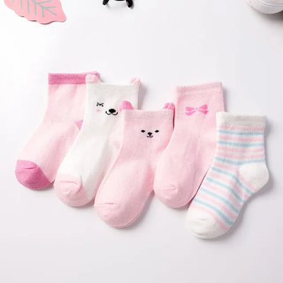 5 Pairs/Lot Kids Soft Cotton Socks Boy Girl Baby Infant Fashion Stripe Warm For Autumn Winter 0-8 Years Children Cartoon Socks