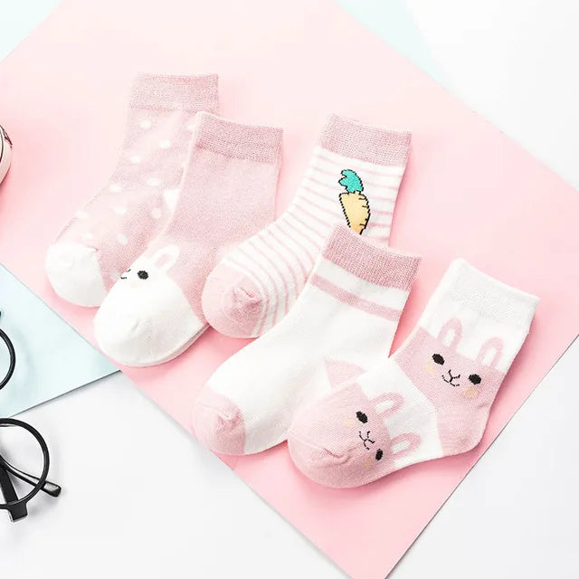 5 Pairs/Lot Kids Soft Cotton Socks Boy Girl Baby Infant Fashion Stripe Warm For Autumn Winter 0-8 Years Children Cartoon Socks