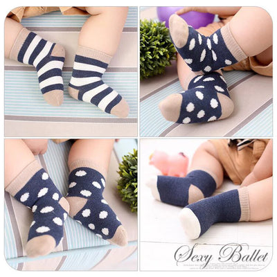 5 Pairs/Lot Kids Soft Cotton Socks Boy Girl Baby Infant Fashion Stripe Warm For Autumn Winter 0-8 Years Children Cartoon Socks