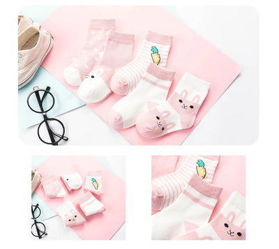 5 Pairs/Lot Kids Soft Cotton Socks Boy Girl Baby Infant Fashion Stripe Warm For Autumn Winter 0-8 Years Children Cartoon Socks