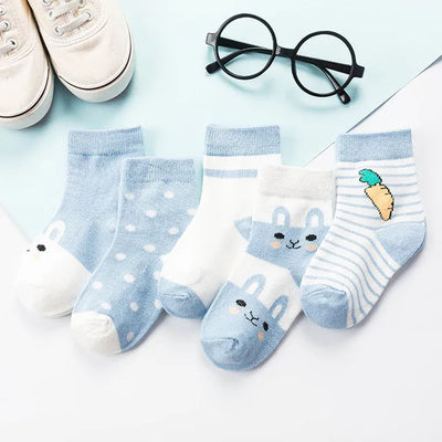 5 Pairs/Lot Kids Soft Cotton Socks Boy Girl Baby Infant Fashion Stripe Warm For Autumn Winter 0-8 Years Children Cartoon Socks