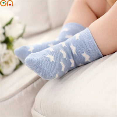 5 Pairs/Lot Kids Soft Cotton Socks Boy Girl Baby Infant Fashion Stripe Warm For Autumn Winter 0-8 Years Children Cartoon Socks