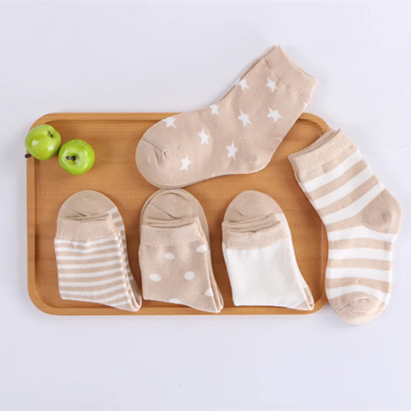 5 Pairs/Lot Kids Soft Cotton Socks Boy Girl Baby Infant Fashion Stripe Warm For Autumn Winter 0-8 Years Children Cartoon Socks