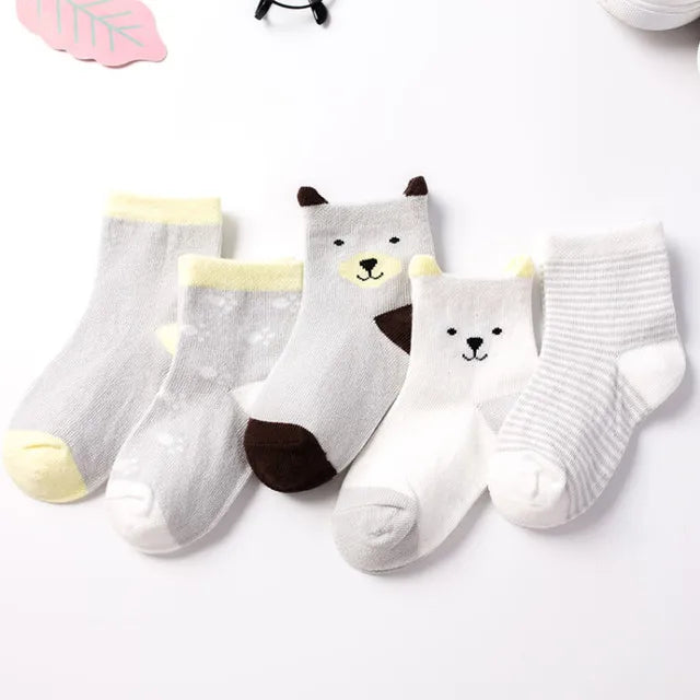 5 Pairs/Lot Kids Soft Cotton Socks Boy Girl Baby Infant Fashion Stripe Warm For Autumn Winter 0-8 Years Children Cartoon Socks