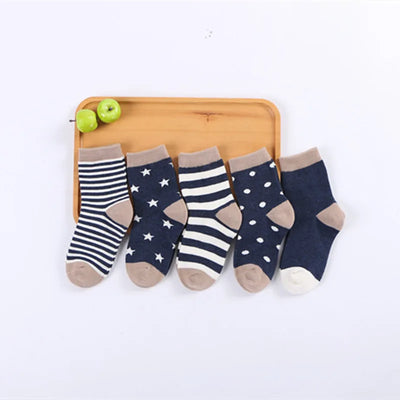 5 Pairs/Lot Kids Soft Cotton Socks Boy Girl Baby Infant Fashion Stripe Warm For Autumn Winter 0-8 Years Children Cartoon Socks