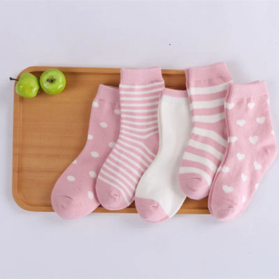 5 Pairs/Lot Kids Soft Cotton Socks Boy Girl Baby Infant Fashion Stripe Warm For Autumn Winter 0-8 Years Children Cartoon Socks