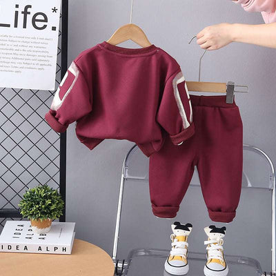 2025 Spring Boys and Girls Crew Neck Sweater Set - Two-Piece Sports Suit