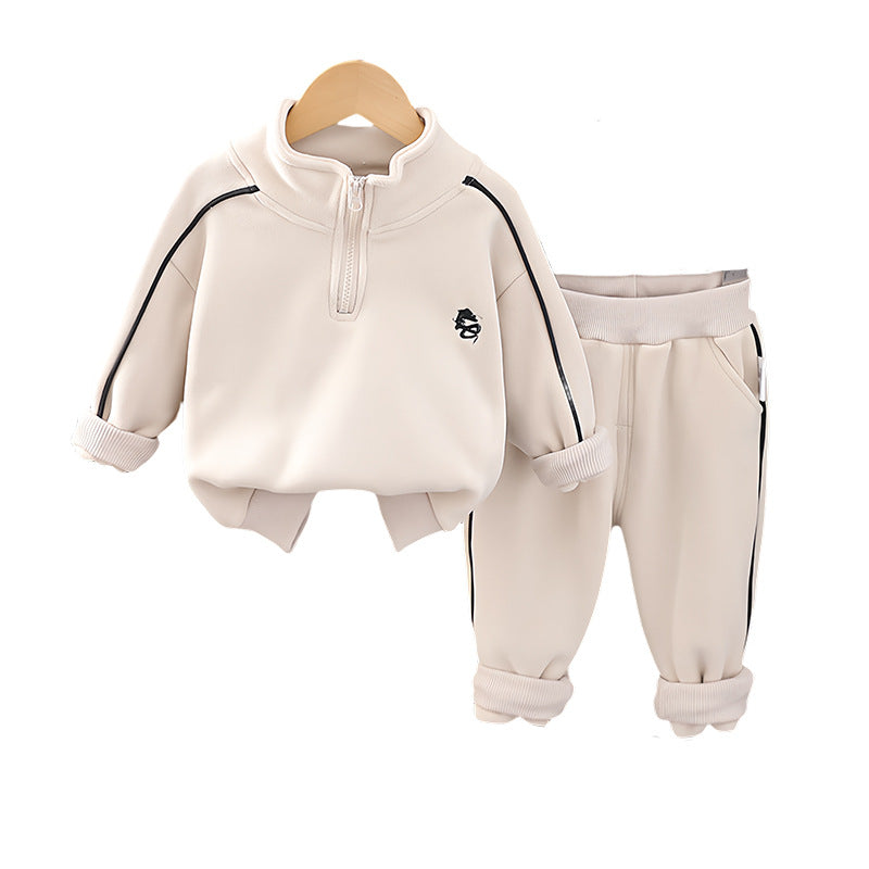 Boys' suit winter clothing new baby boy autumn and winter sports two-piece set,