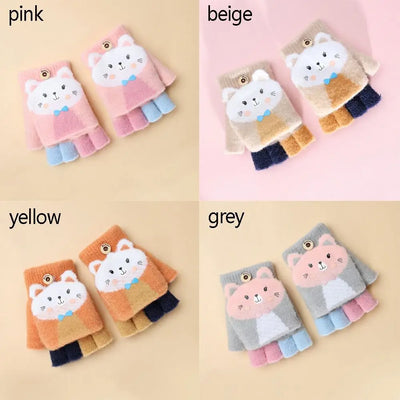 Knitted Fingerless Gloves – Cute Cat Ear Design