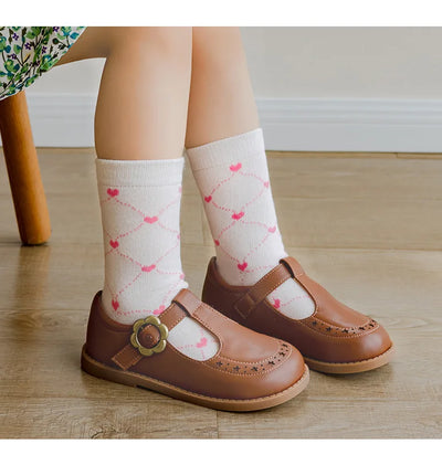 Little Girls Socks Spring Autumn Winter Cotton Socks Baby 1-12T Children's Calf Socks Girl Cartoon Love Pattern 5 Pairs Socks