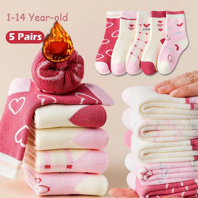 Pack of 5 Pairs of Winter Socks for Girls - Warmth and Softness Guaranteed