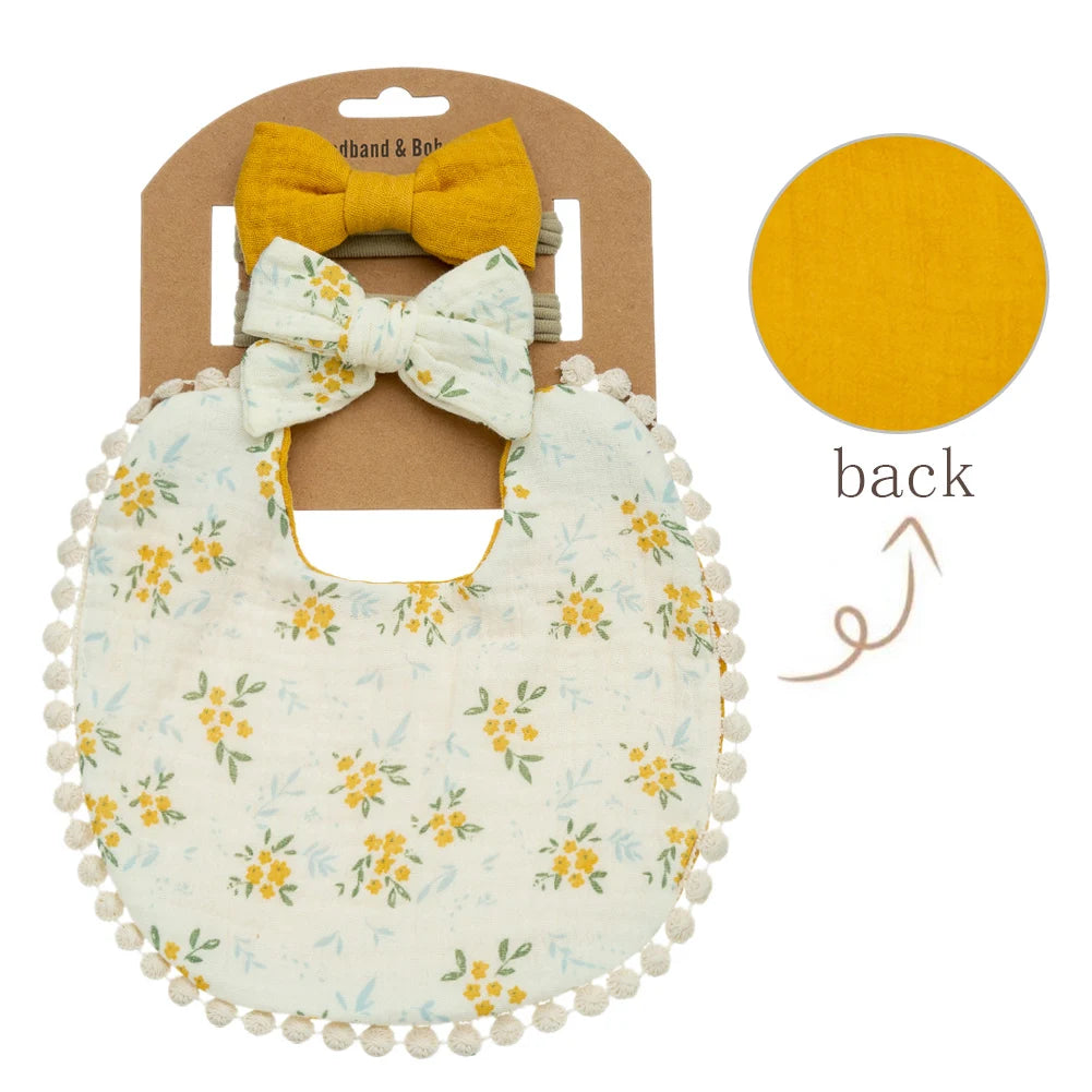 3Pcs/Set Baby Flower Bibs & Headbands