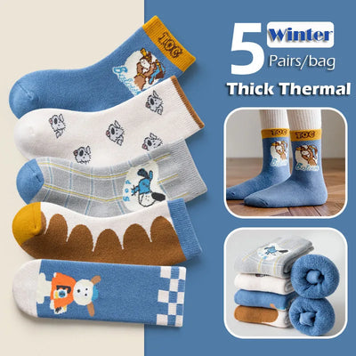 Thick Winter Socks for Girls - Pack of 5 Pairs