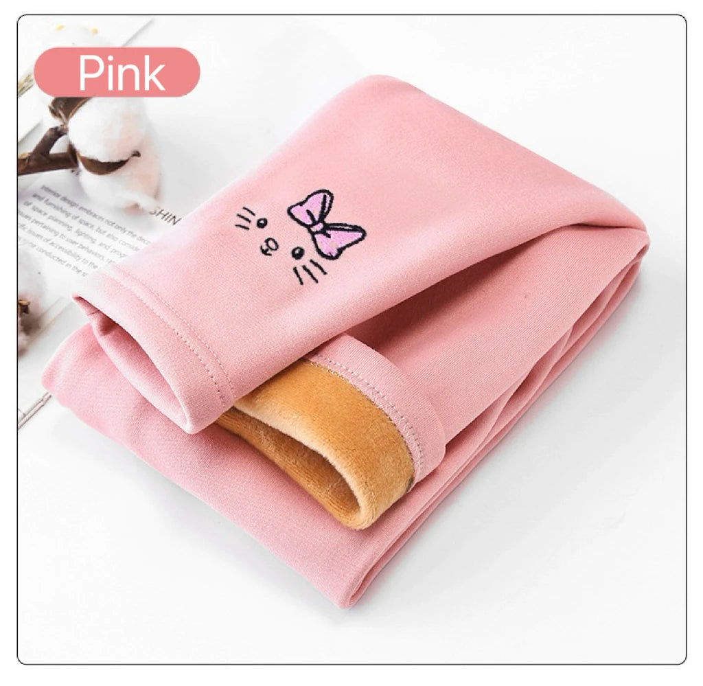 1pcs Winter Girls Leggings Baby Plush Pants Kids Thermal Pants Children Fashion Trousers Casual Bottoms Cartoon sleeping pants