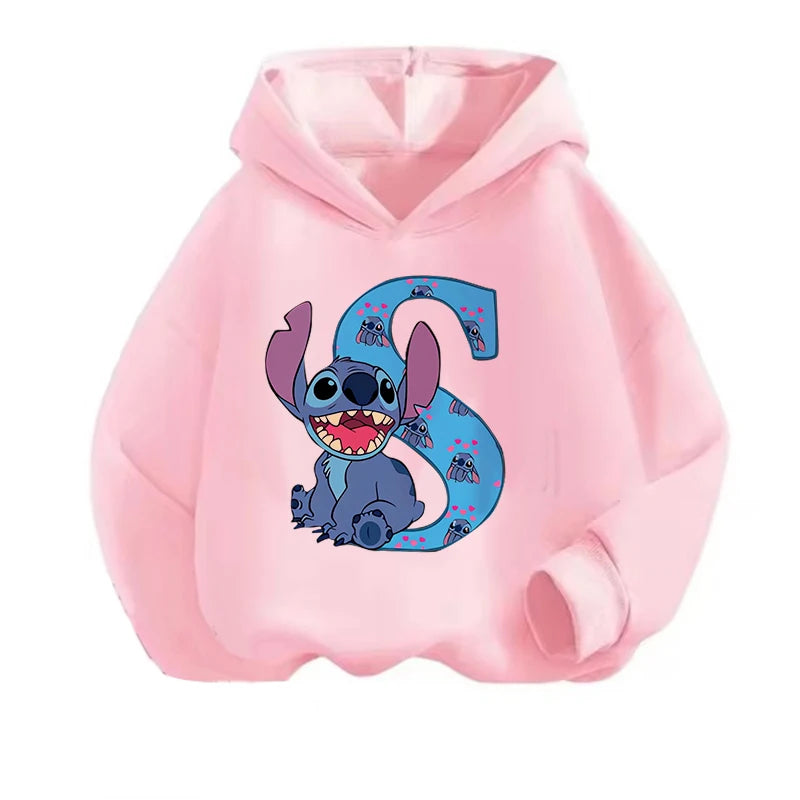 Kawaii ABCD Stitch Hoodie for Kids