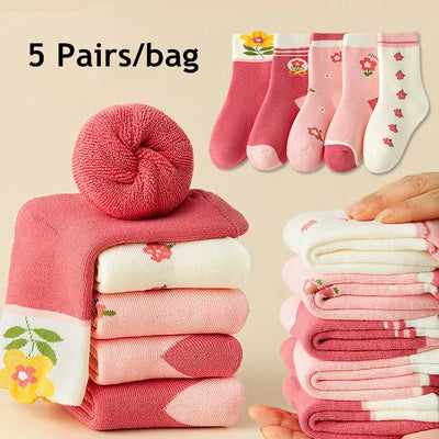 Pack of 5 Pairs of Winter Socks for Girls - Warmth and Softness Guaranteed