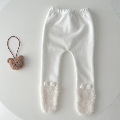 Autumn and Winter Cute Bear Boys Girls Bodysuit Warm Double-sided Plush Baby Triangle Climbing Suit