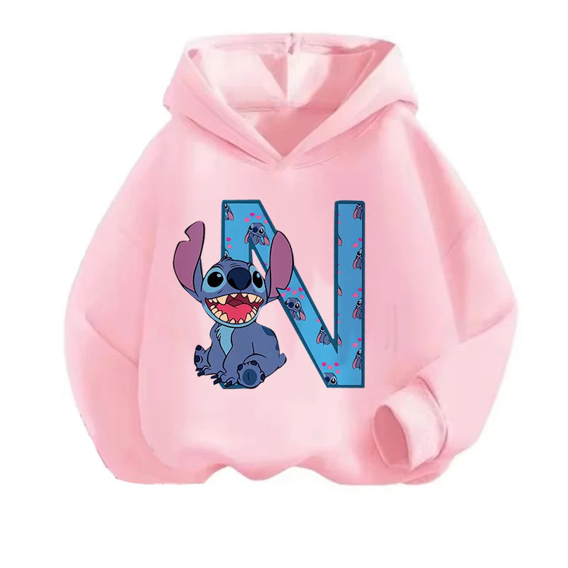 Kawaii ABCD Stitch Hoodie for Kids