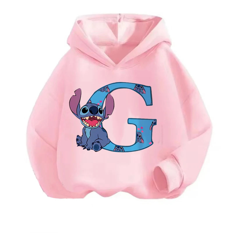 Kawaii ABCD Stitch Hoodie for Kids