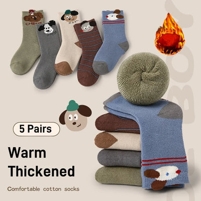 Thick Winter Socks for Girls - Pack of 5 Pairs