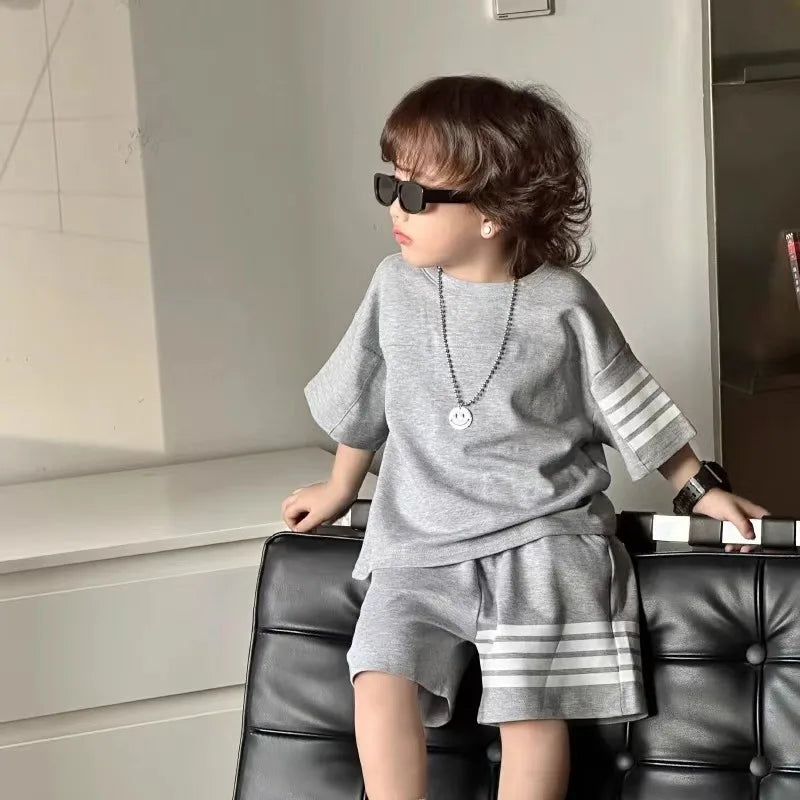 Korean Style Loose Boys Tracksuit – Summer 2-Piece Set