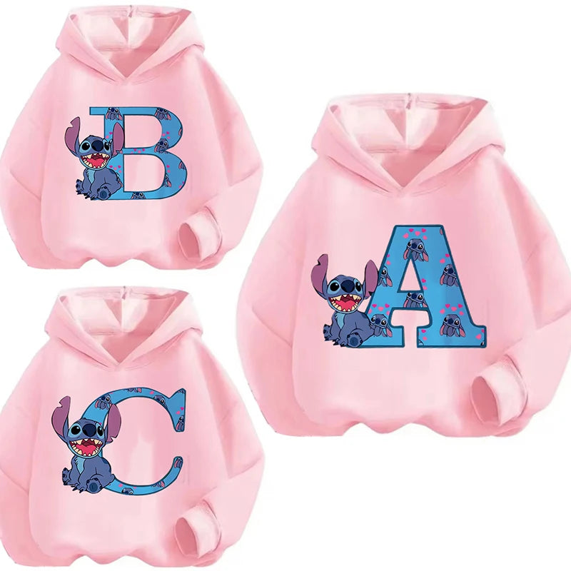 Kawaii ABCD Stitch Hoodie for Kids