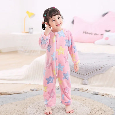 Kids' Flannel Pajamas – Cozy Cartoon Onesie for Winter 🌙💤