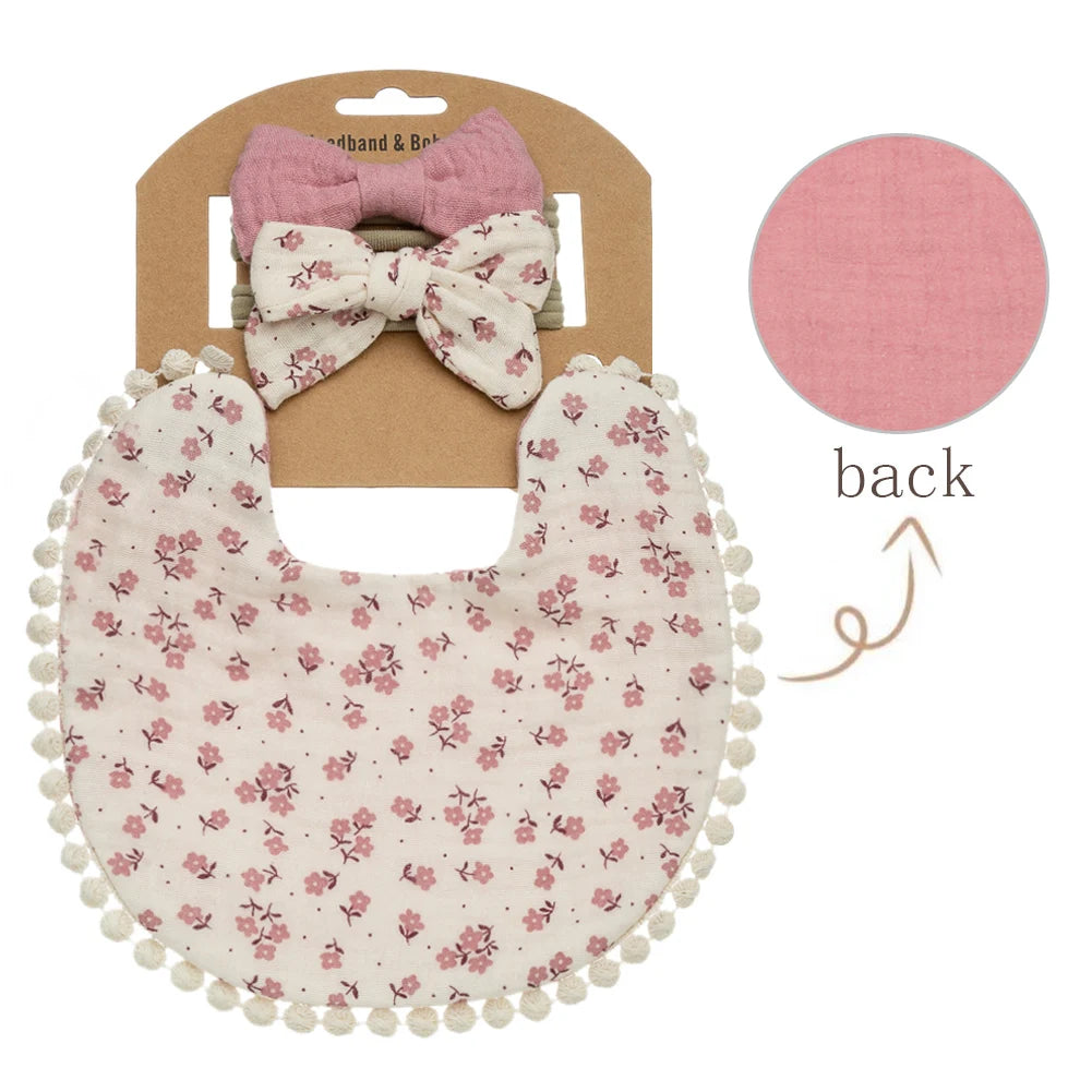 3Pcs/Set Baby Flower Bibs & Headbands