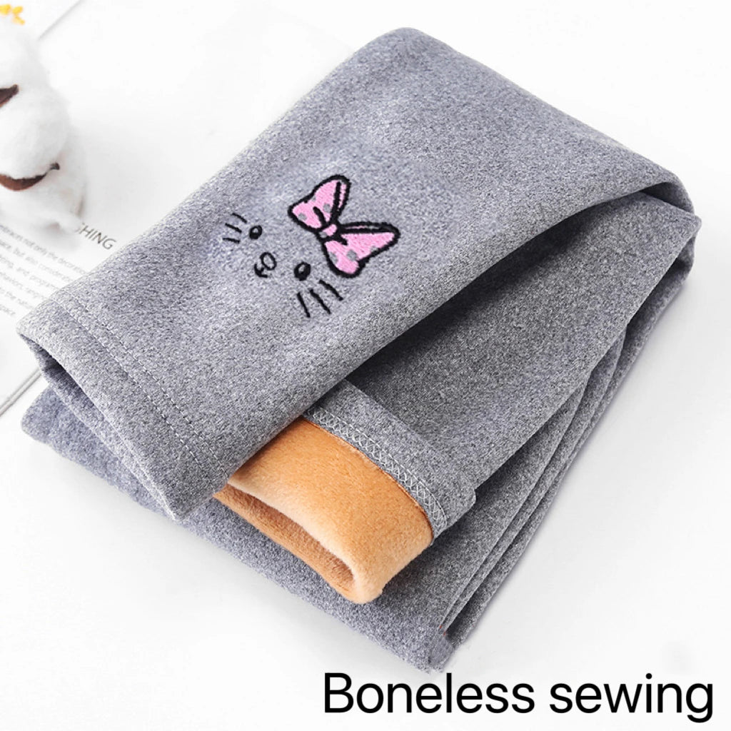 1pcs Winter Girls Leggings Baby Plush Pants Kids Thermal Pants Children Fashion Trousers Casual Bottoms Cartoon sleeping pants