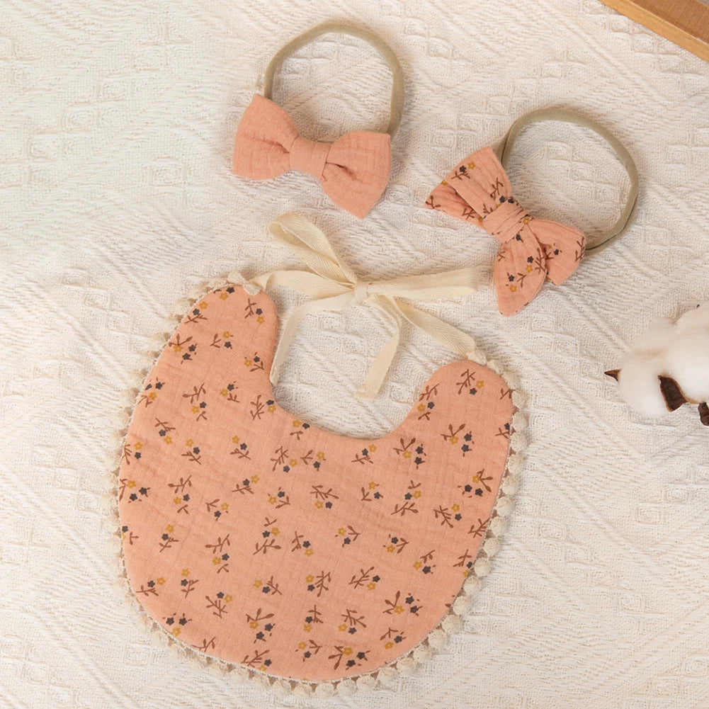 3Pcs/Set Baby Flower Bibs & Headbands