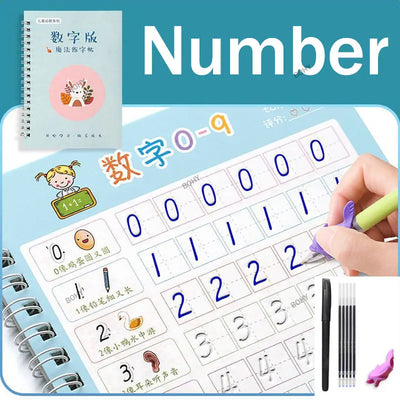 ✍️ BOHY Reusable 3D Handwriting Copybook – Numbers 0–10