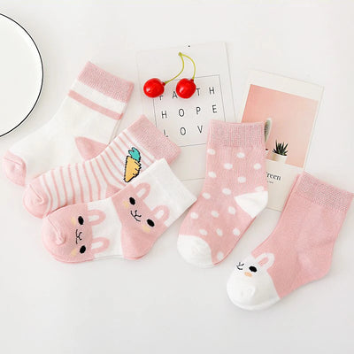 5 Pairs/Lot Kids Soft Cotton Socks Boy Girl Baby Infant Fashion Stripe Warm For Autumn Winter 0-8 Years Children Cartoon Socks