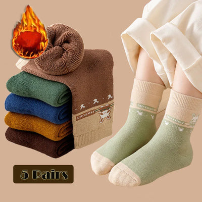 5 Pairs Thick Plush Winter Socks for Kids