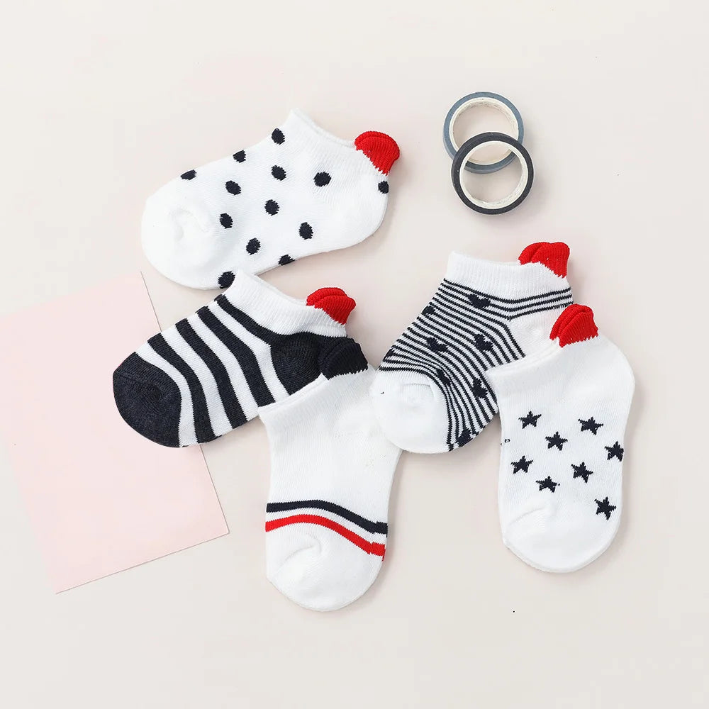 JhonTang - 5 Pairs Cute Heart Mesh Socks for Kids