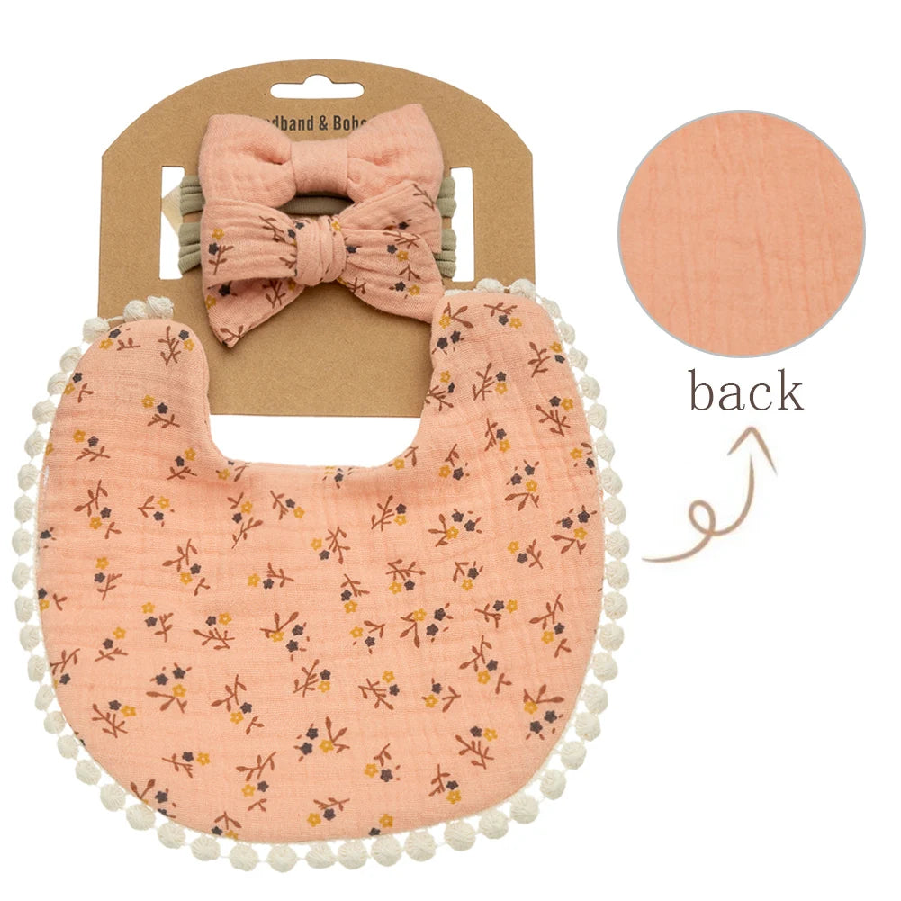 3Pcs/Set Baby Flower Bibs & Headbands