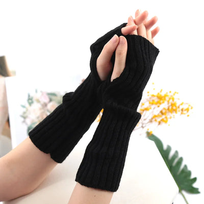 Long Fingerless Knitted Gloves – Gothic &amp; Kawaii Style