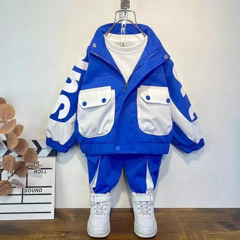 Kids Boys Jacket ; Pants Set – Casual Sportswear for Spring  Autumn