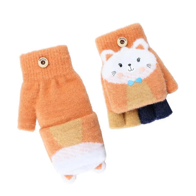 Knitted Fingerless Gloves – Cute Cat Ear Design