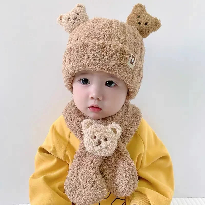 Winter Kids Hat &amp; Scarf Set – Cozy Little Bear Design ❄️🐻