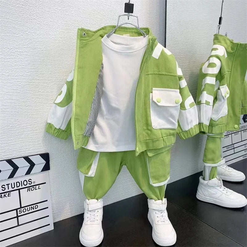 Kids Boys Jacket ; Pants Set – Casual Sportswear for Spring  Autumn