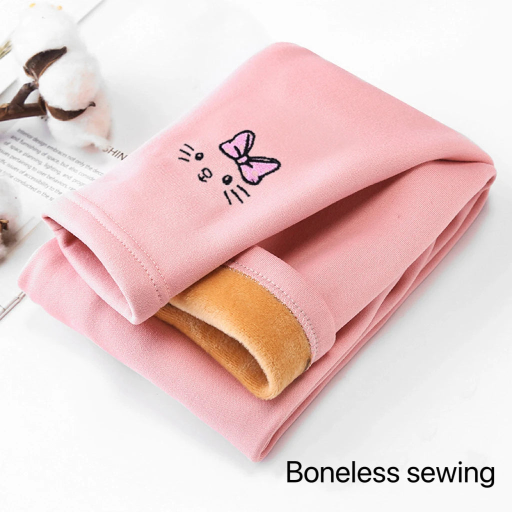 1pcs Winter Girls Leggings Baby Plush Pants Kids Thermal Pants Children Fashion Trousers Casual Bottoms Cartoon sleeping pants