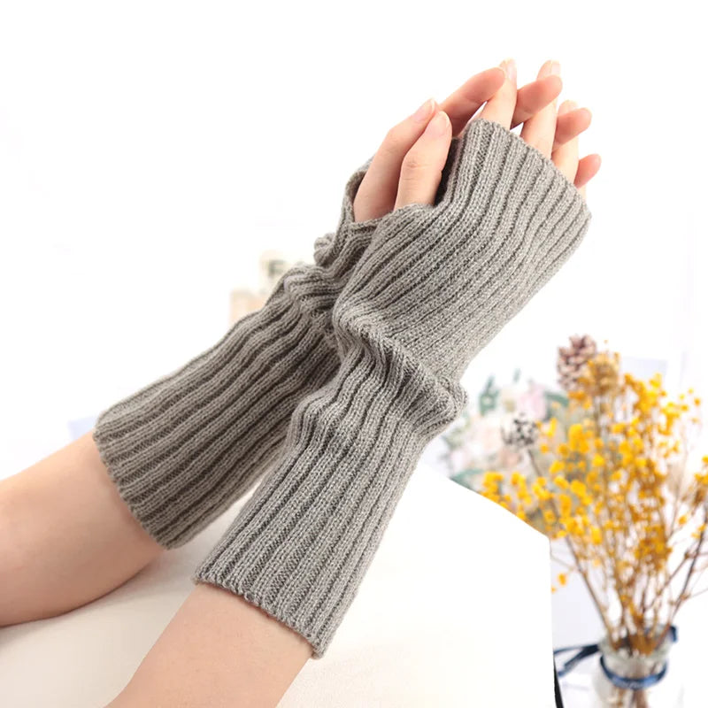 Long Fingerless Knitted Gloves – Gothic &amp; Kawaii Style