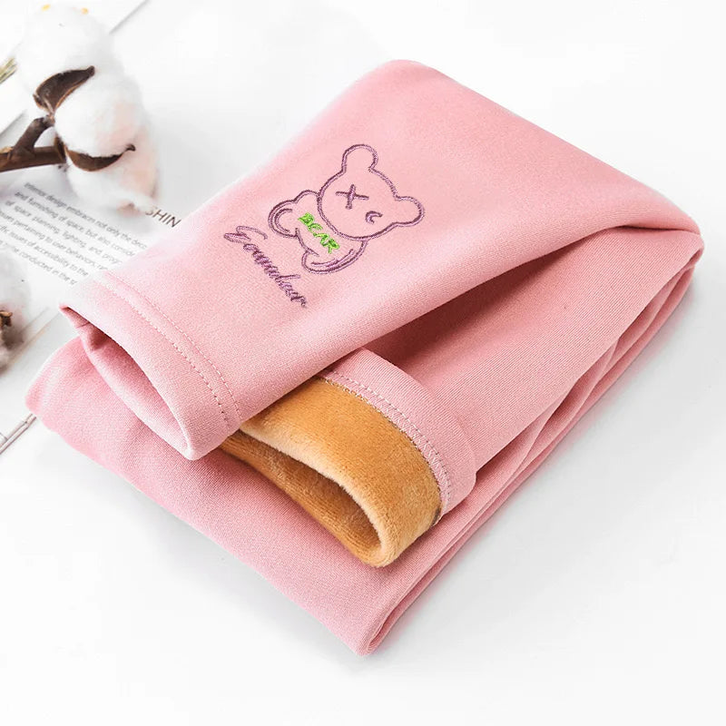 1pcs Winter Girls Leggings Baby Plush Pants Kids Thermal Pants Children Fashion Trousers Casual Bottoms Cartoon sleeping pants