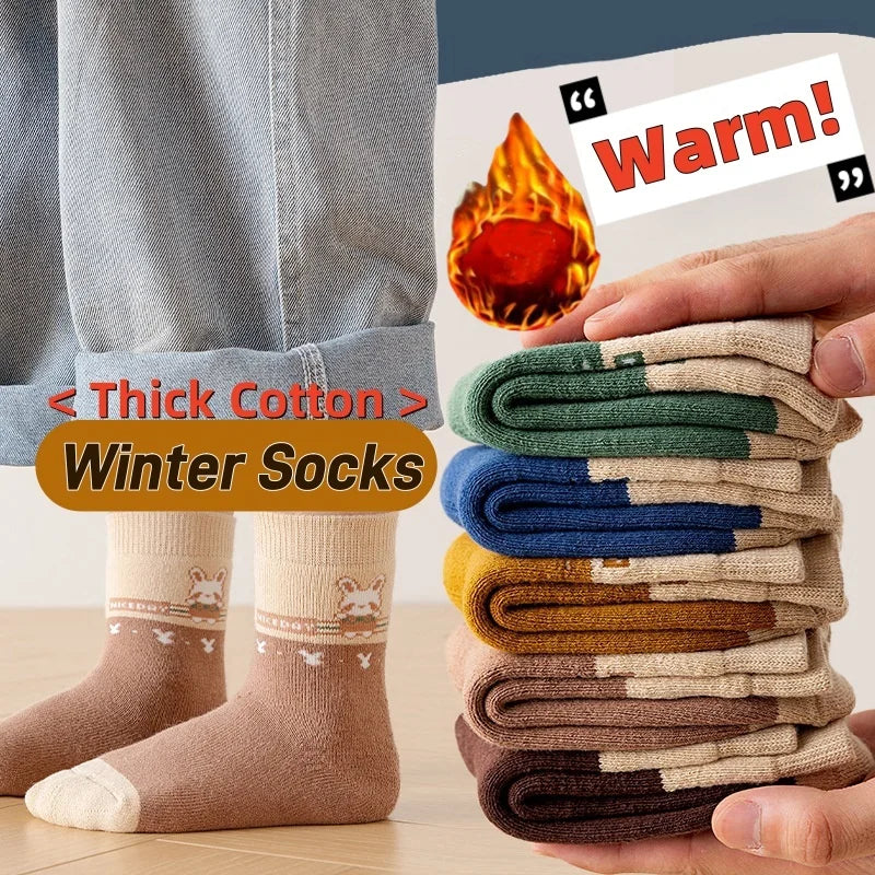 5 Pairs Thick Plush Winter Socks for Kids