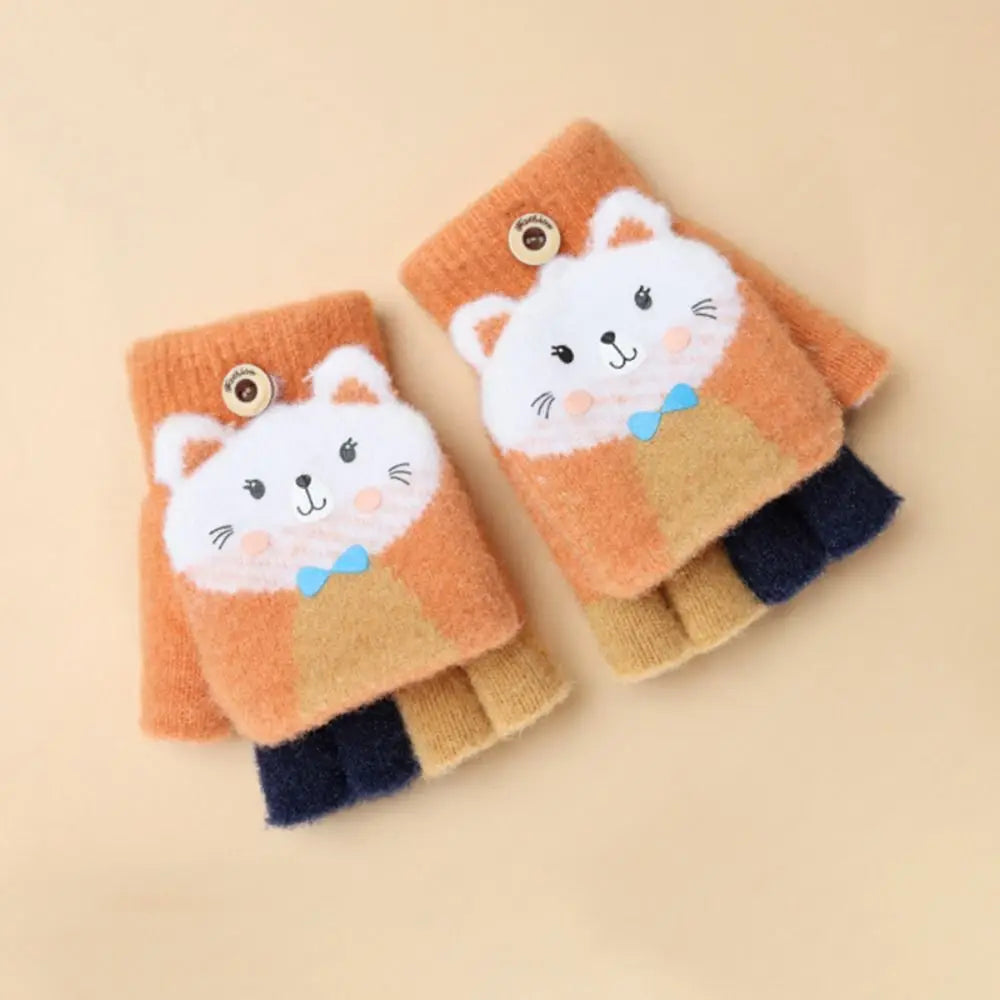 Knitted Fingerless Gloves – Cute Cat Ear Design