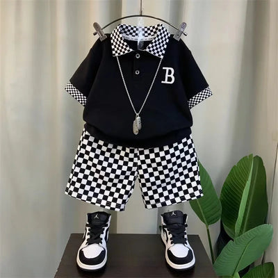 Boys Summer Polo Shirt &amp; Shorts Set – Stylish Casual Outfit for Kids